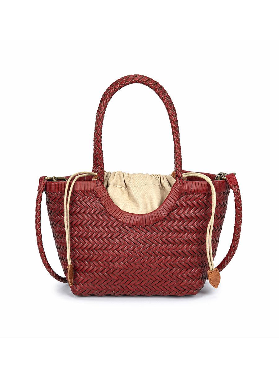 Women's Woven Vegetable Basket Vintage Leather Vacation Women's Messenger Bag