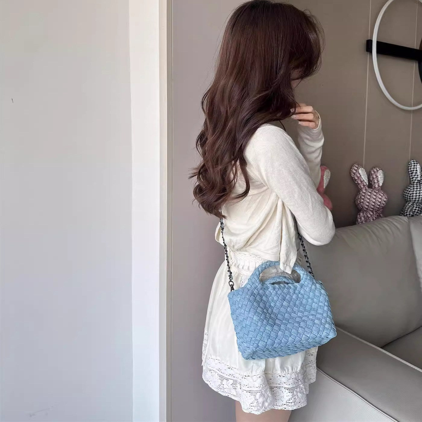 Denim Woven Large Capacity High-grade Hand-held Underarm Cross Women's Shoulder Bag