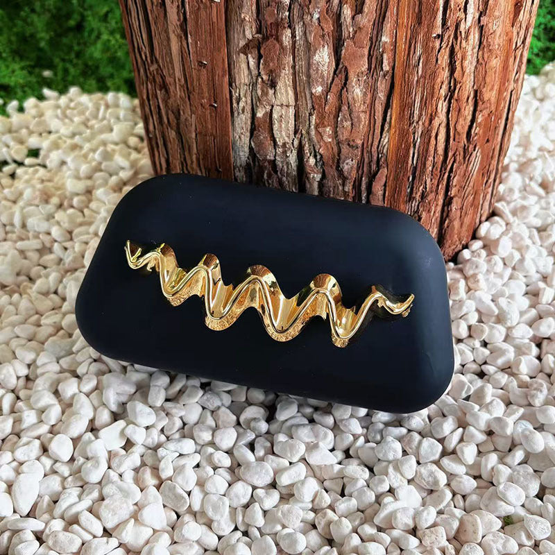 Simple Elegant Matte Texture Box Metal Wave Decorative Bags