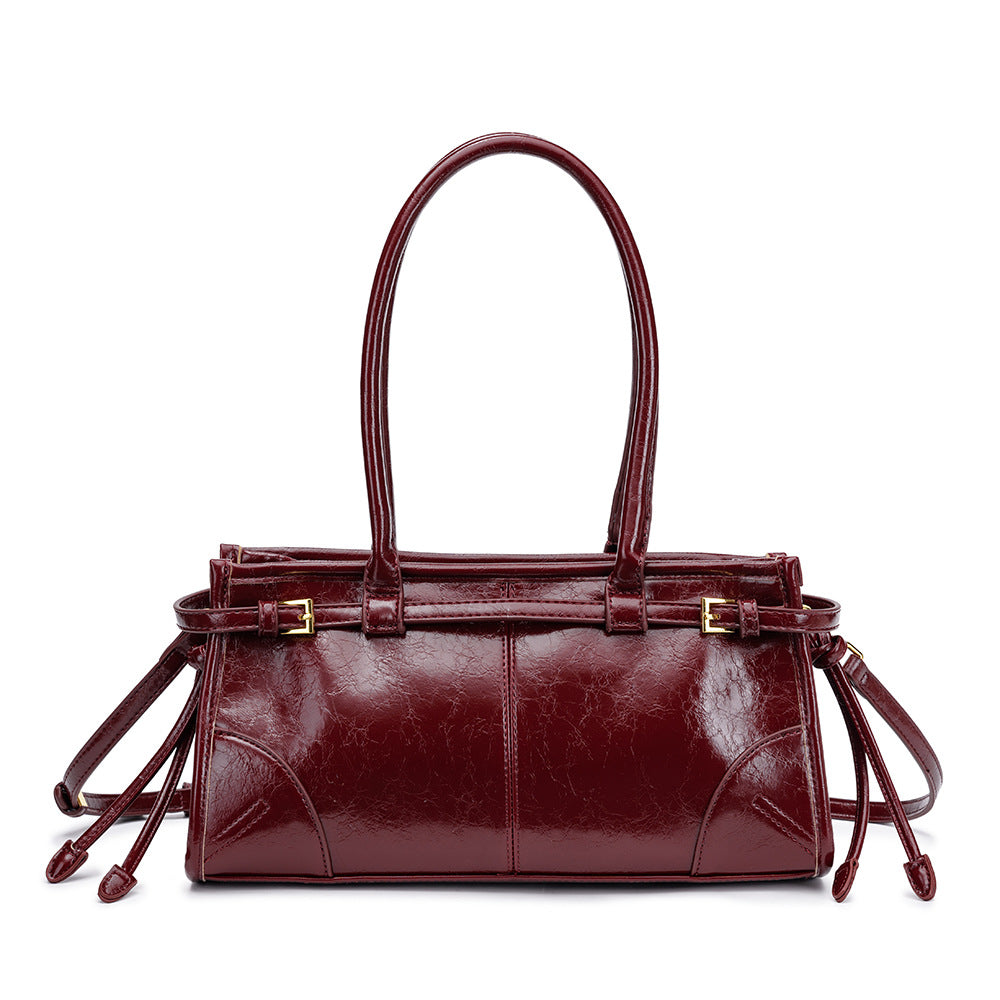 Women's Portable Underarm Oil Wax Leather Vintage Women's Handbag