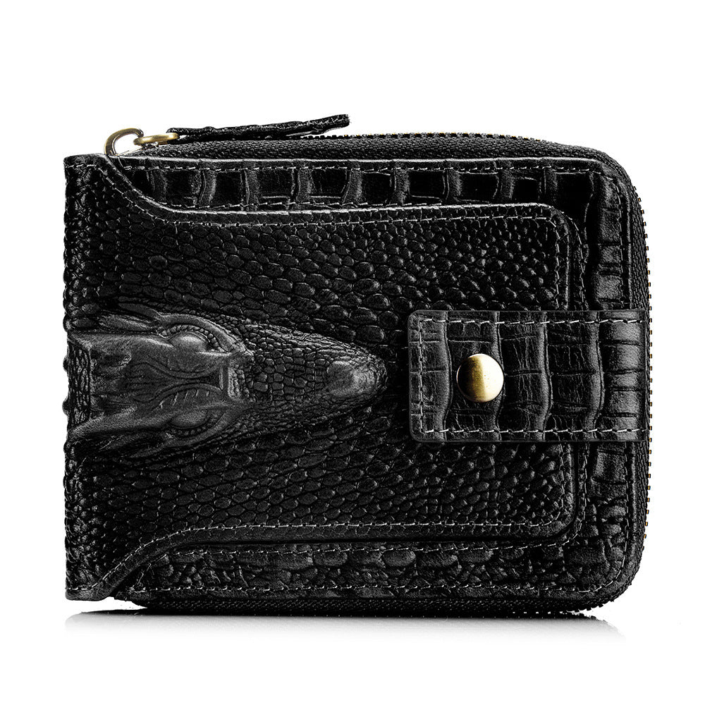 Men's Pattern Cowhide First Layer Short Multiple Slots Men's Wallet