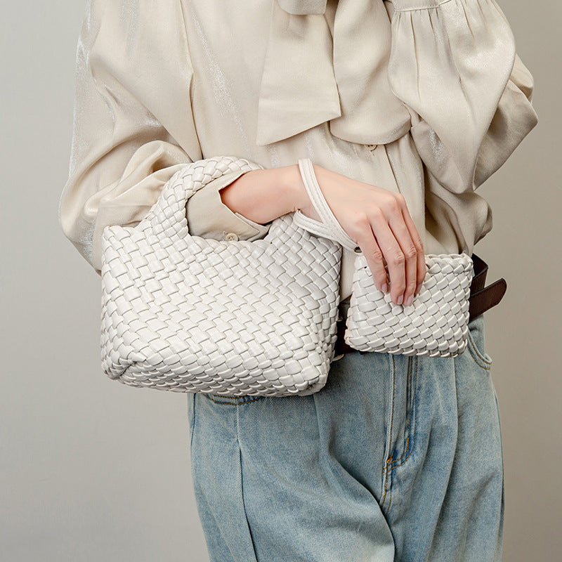 Hand-woven Leather Fashion Vegetable Basket Son Mother Women's Messenger Bag