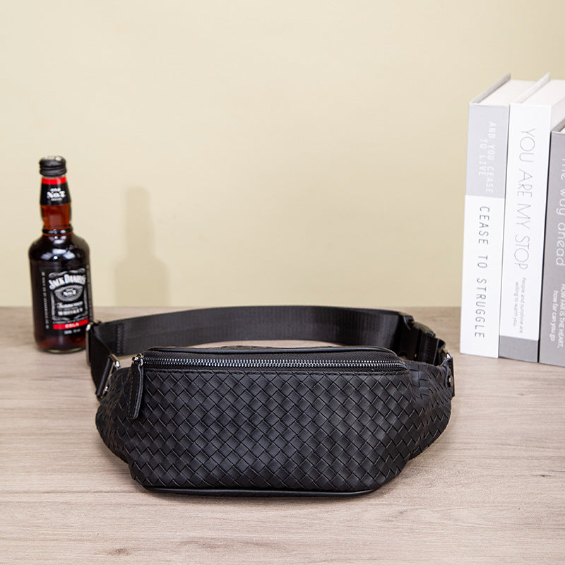 Men's Fashion Woven Pattern Niche Popular Trendy Wide Strap Men's Fanny Pack