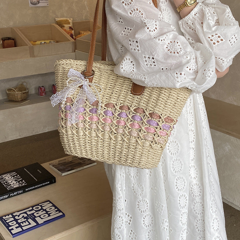 Women's Fashion Commuter Large Capacity Straw Woven Popular Women's Shoulder Bag