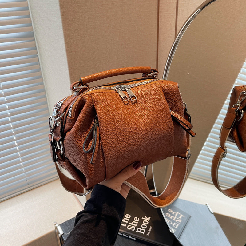 Women's Simple Style Textured Female Korean Women's Messenger Bag