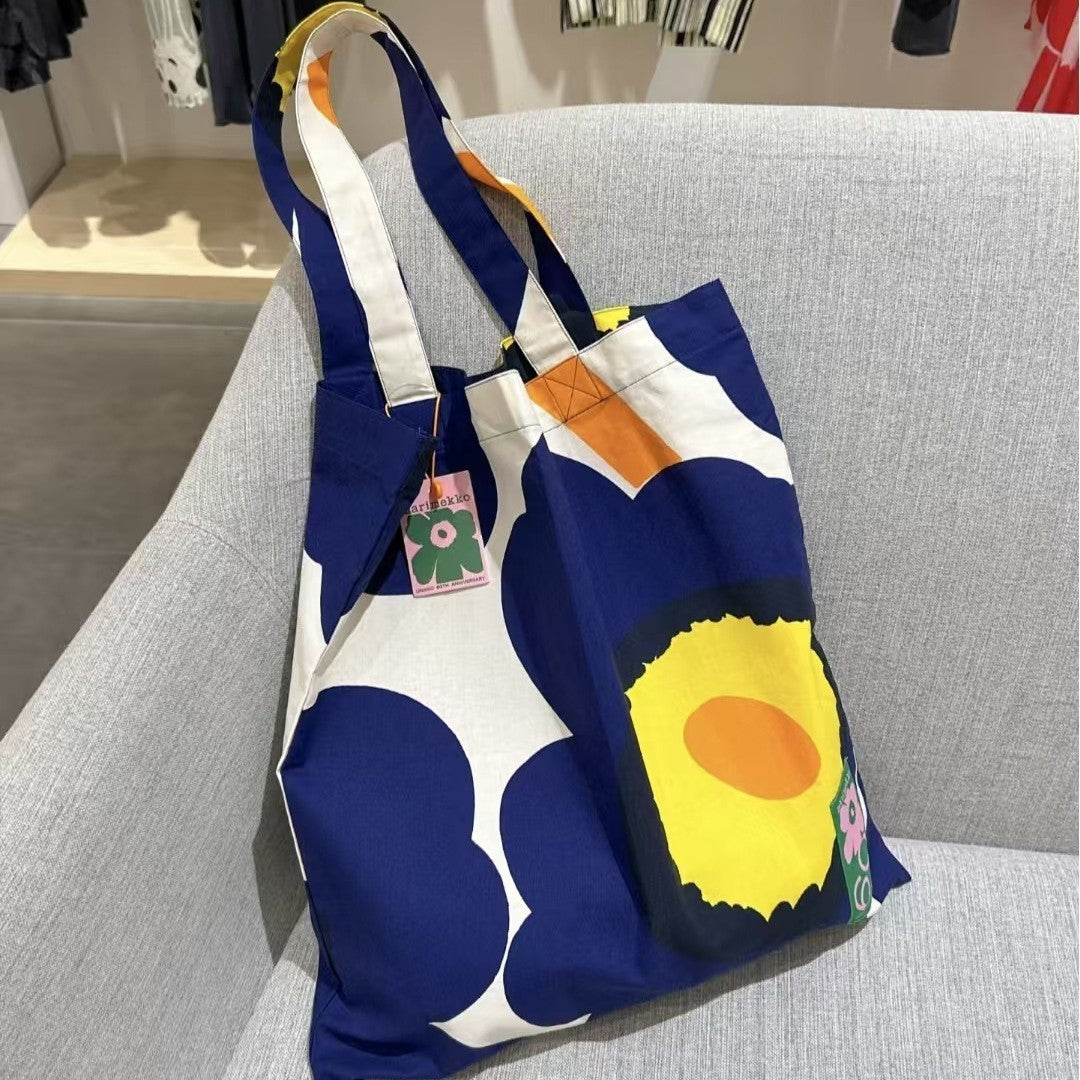 Finland Flower Cotton Canvas Large Capacity Portable Bags