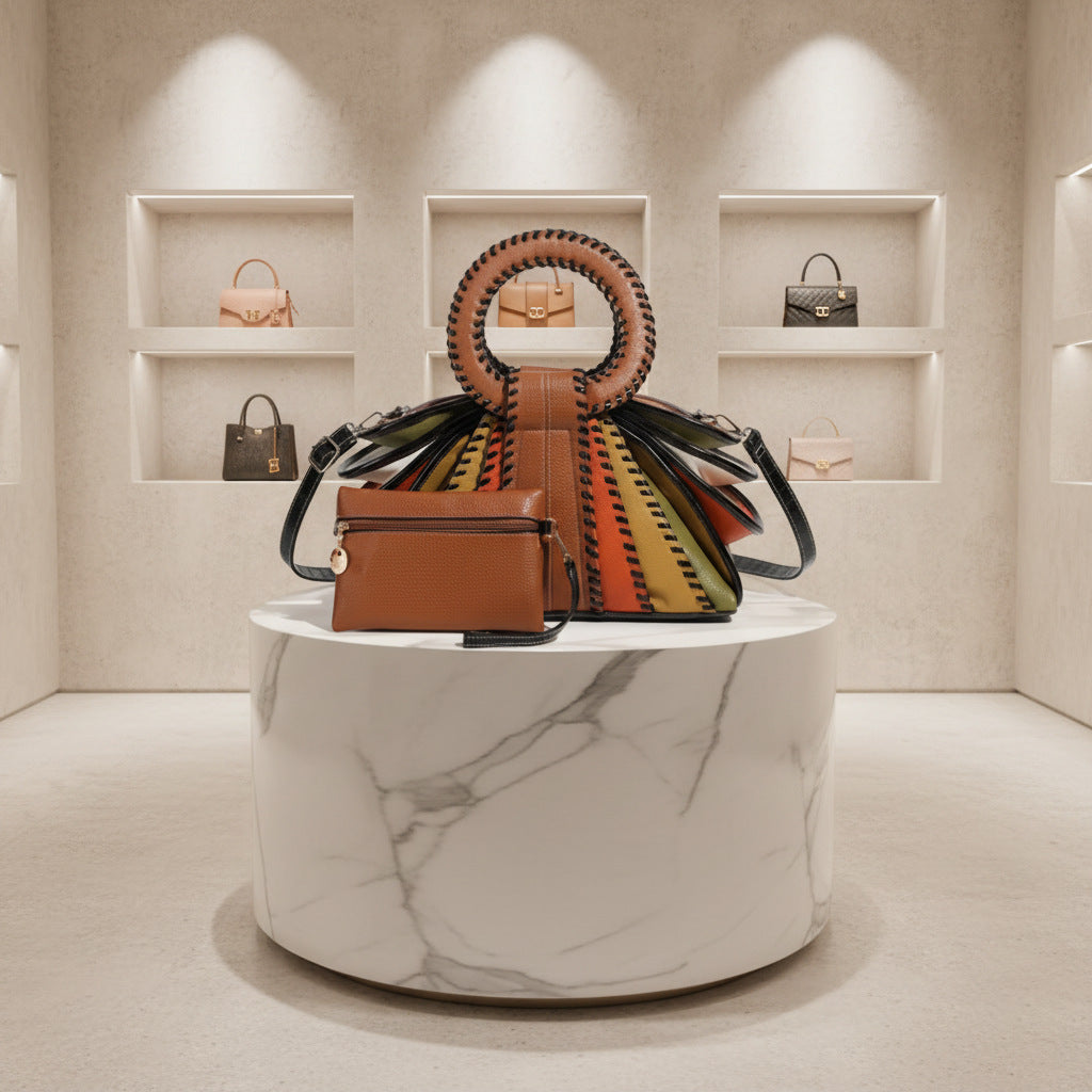 Women's Fashion Color Contrast Large Capacity High Women's Handbag