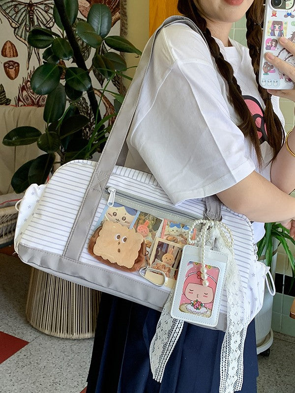 Striped Snacks Cartoon Two-dimensional Comic Show Women's Messenger Bag