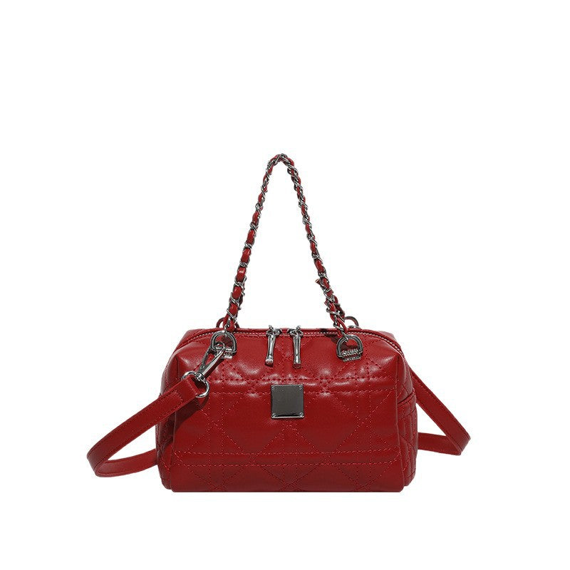 Women's Chain Boston Pillow Fashion Embroidery Thread Women's Handbag