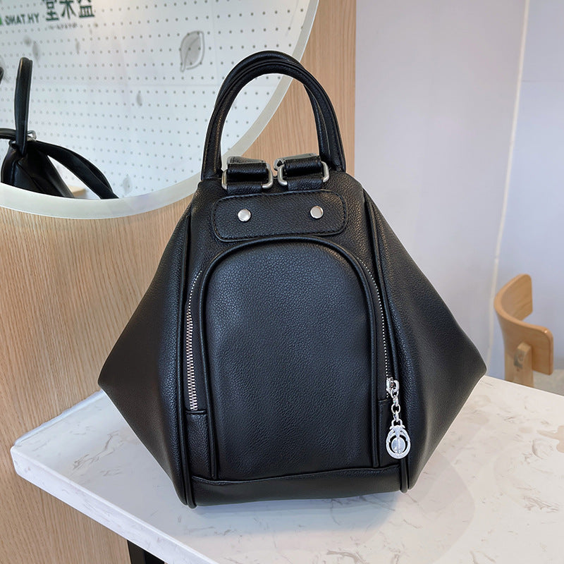 Women's Soft Leather Fashion Trend Solid Color Backpacks
