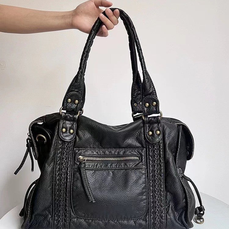 Motorcycle Soft Leather Large Capacity Commuter Women's Messenger Bag