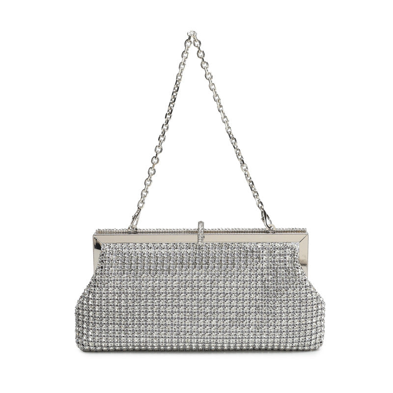 Women's Full Diamond Hand-held Handmade Rhinestone Clip Dinner Bag