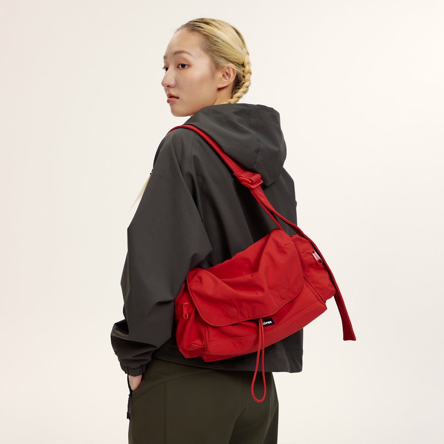 Women's Hello Large Capacity Commuter Lightweight Red Women's Shoulder Bag