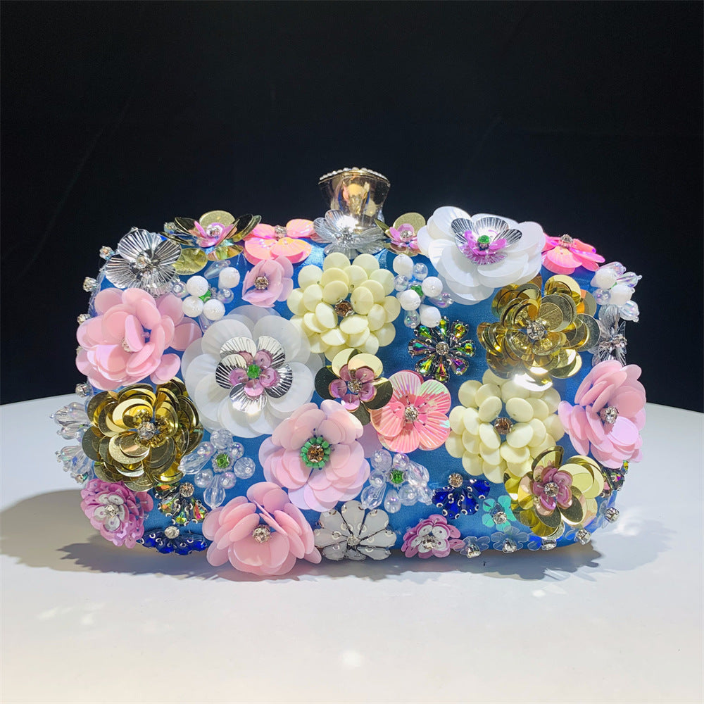 Women's Fashion Handmade Flower Beaded Banquet Wedding Dinner Bag