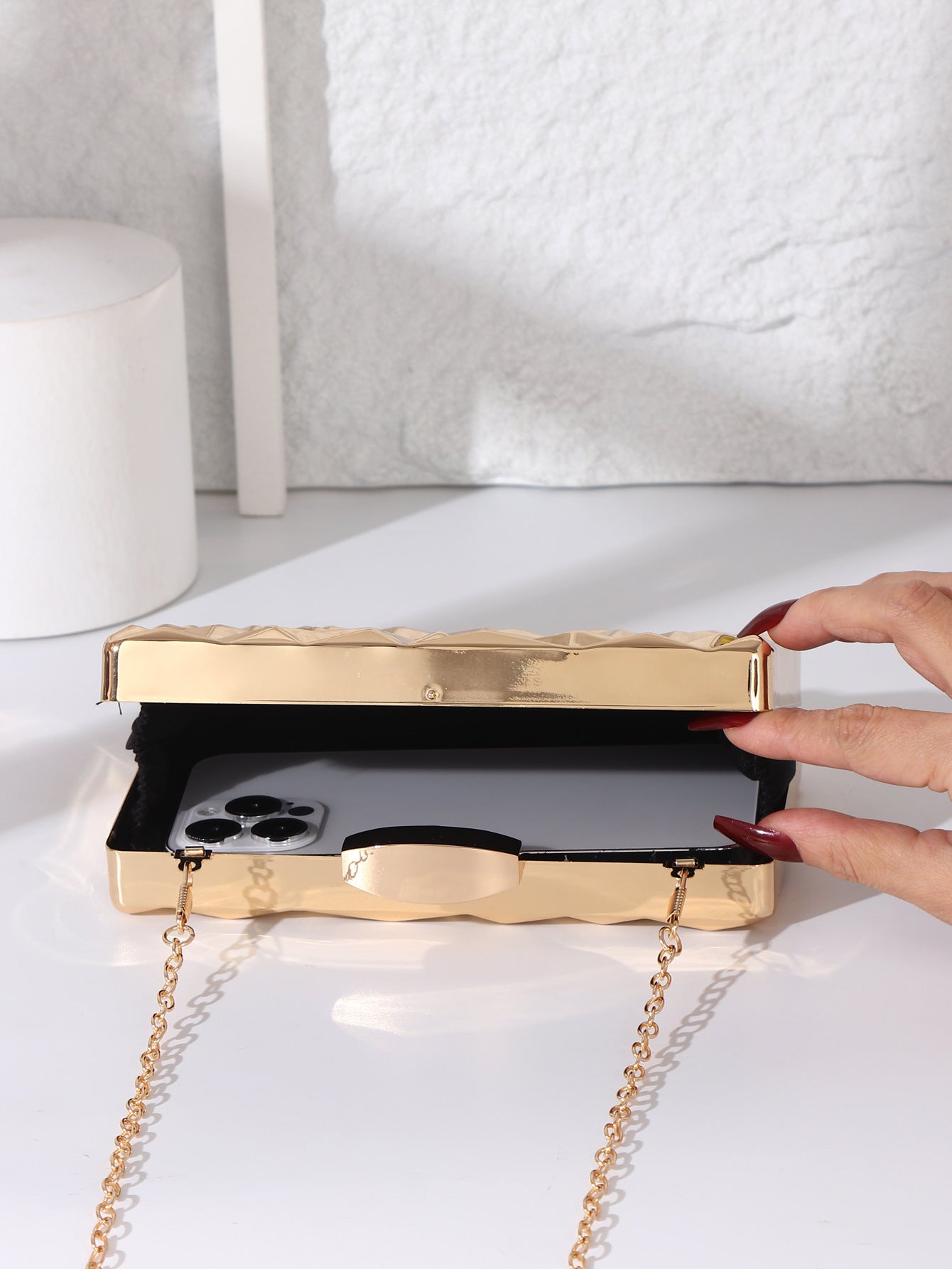 Trendy Fashion Clutch Metal Diamond Cheongsam Dress Dinner Bag