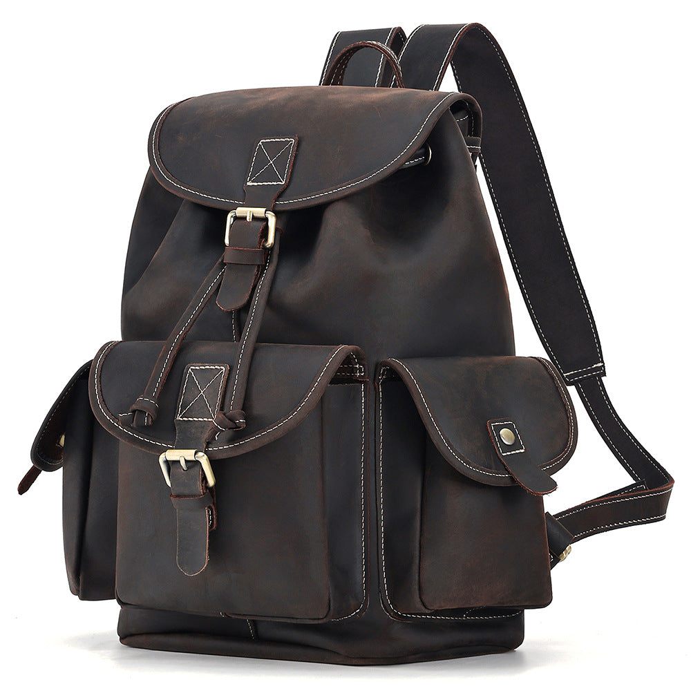 Men's Horse Leather Large Capacity Business Inch Universal Backpack