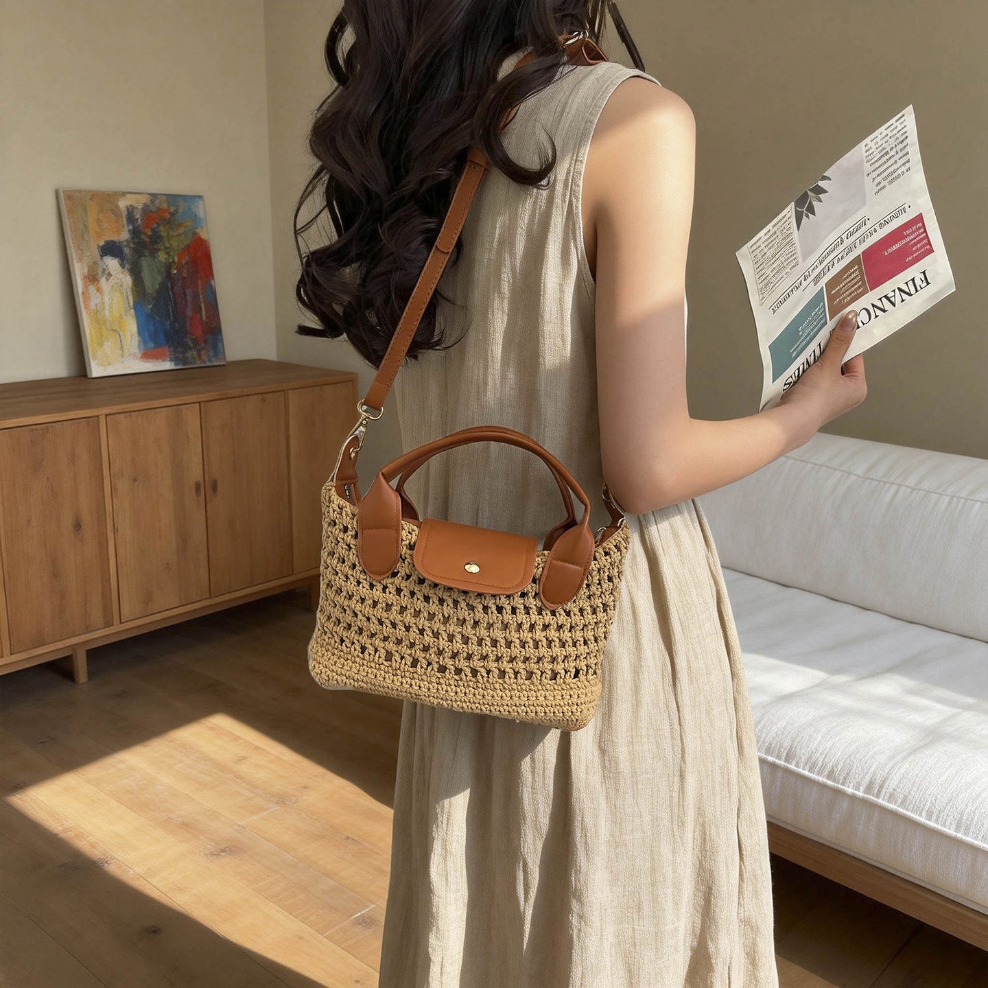 Women's Spring Fashion Simple Korean Woven Portable Women's Messenger Bag