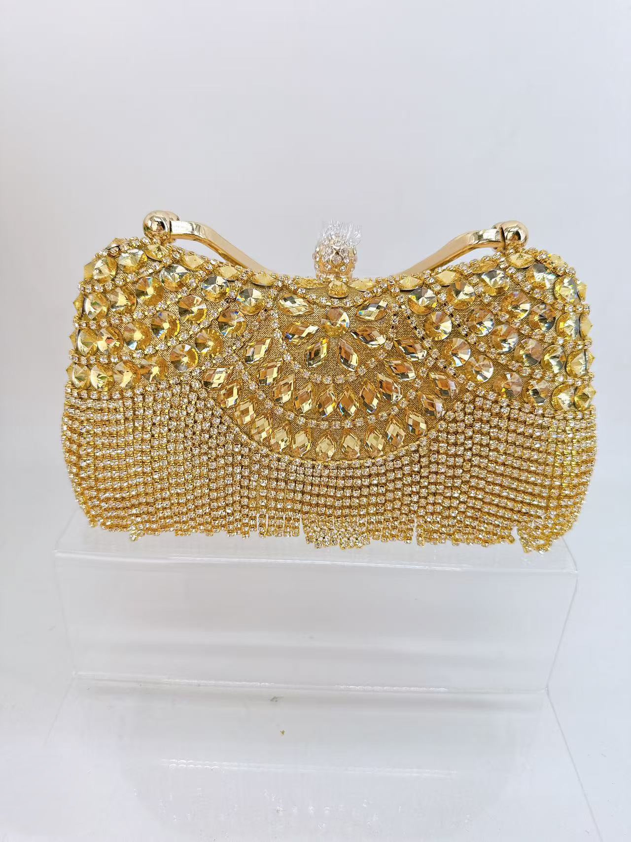 Full Diamond Tassel Banquet Fashion Clutch Dinner Bag
