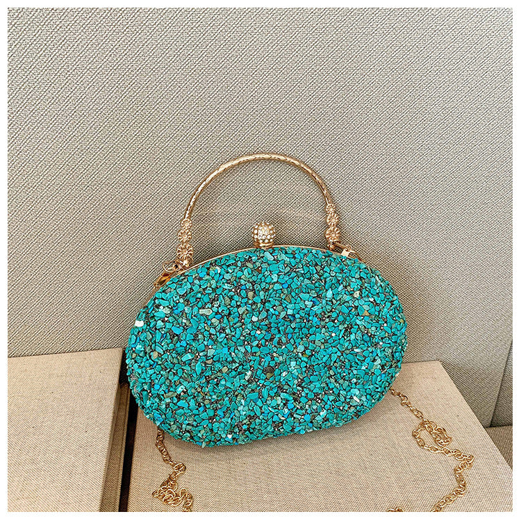 Comfortable Versatile Diamond Round Clutch Banquet Evening Bags