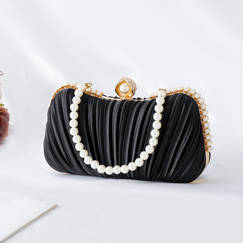 Women's Pleated Satin Banquet With Dress Cheongsam Dinner Bag