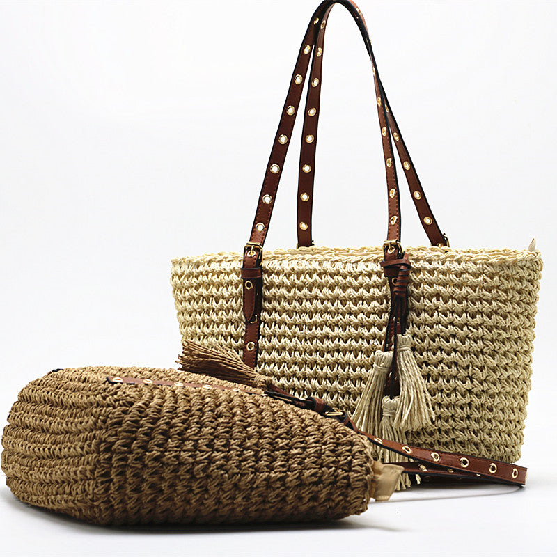 Craft Tassel Straw Phoenix Eye Woven Women's Shoulder Bag