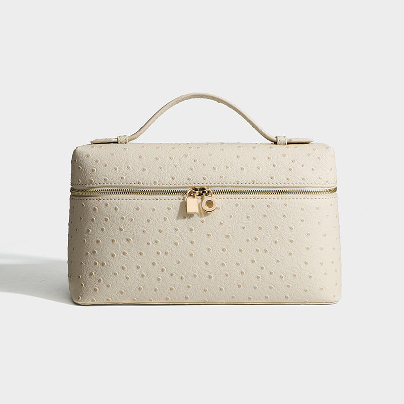 Women's Ostrich Grain Lunch Box Fashion Portable Small Square Bag