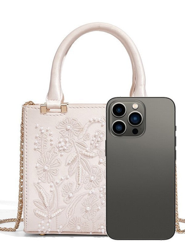 Embroidered Fashion Silk Satin Textured Cheongsam Banquet Clutch Shoulder Bags