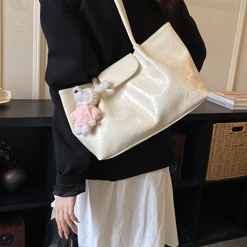 Women's Oil Wax Leather Korean Large Capacity Exquisite Fashion Women's Shoulder Bag