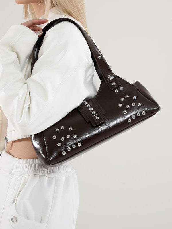 Street Punk Oil Wax Leather Underarm Hot Women's Shoulder Bag