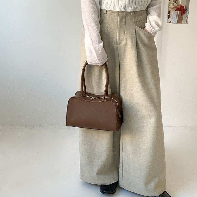 Color Simple Large Capacity Boston Minority Women's Handbag