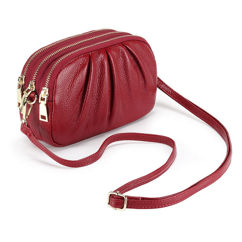 Women's Genuine Wrinkled Soft Large Capacity Simple Women's Leather Bag