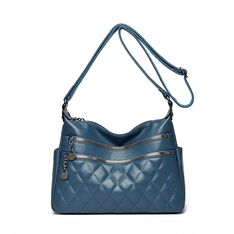 Women's Leather Fashion Diamond Trendy Large Capacity Shoulder Bags