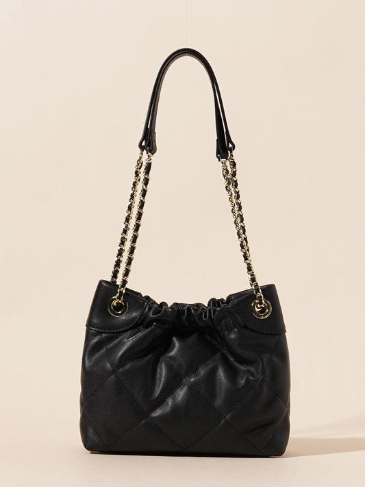 Women's Garbage Leather Folds Hobo Chain Bags