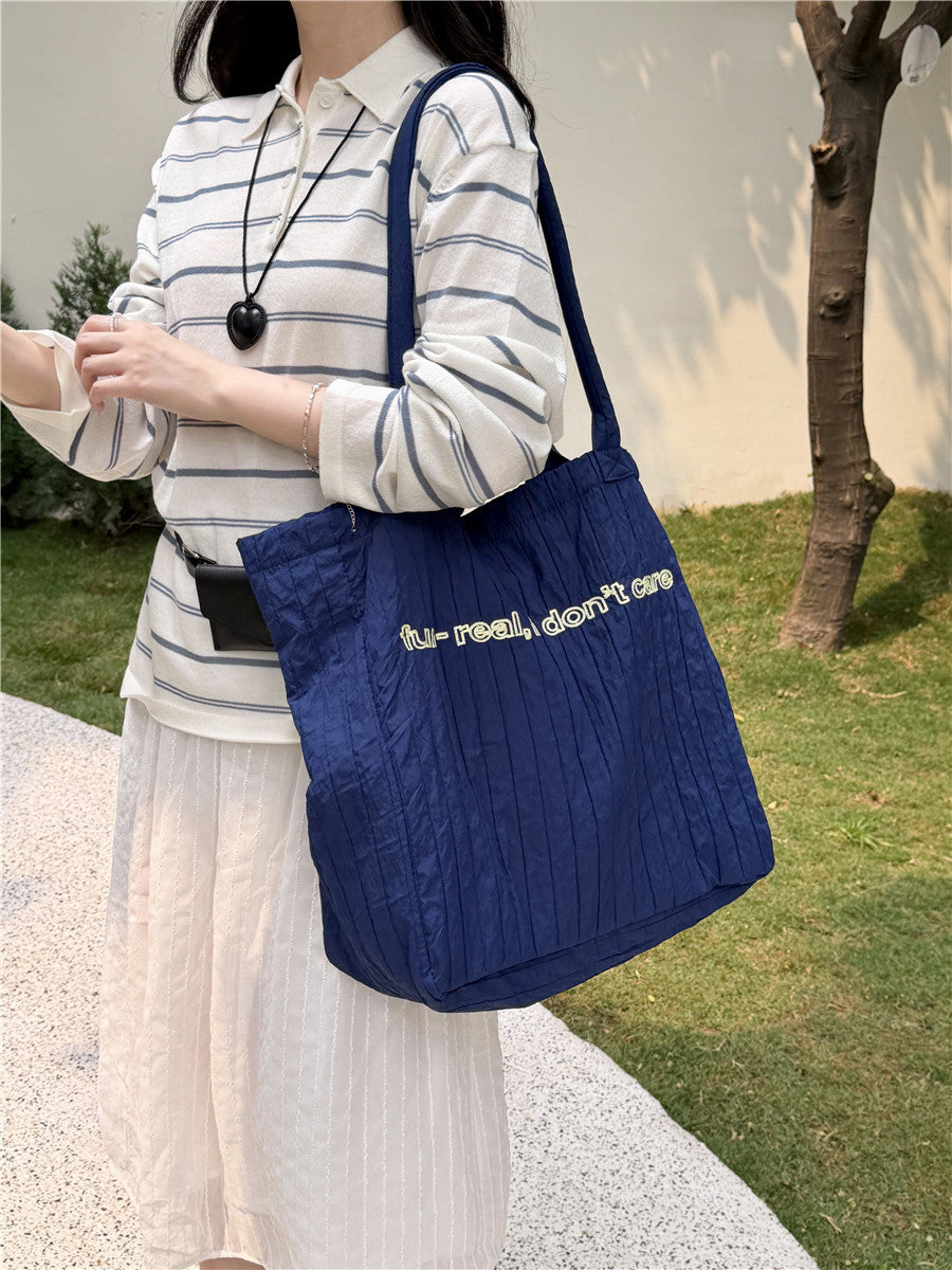Women's Nylon Embroidered Letter Embroidery Leisure Commute Tote Bag