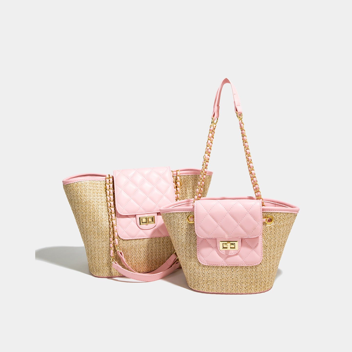 Women's Fashion Stitching Design Woven Large Capacity Versatile Chain Niche Twist Women's Shoulder Bag