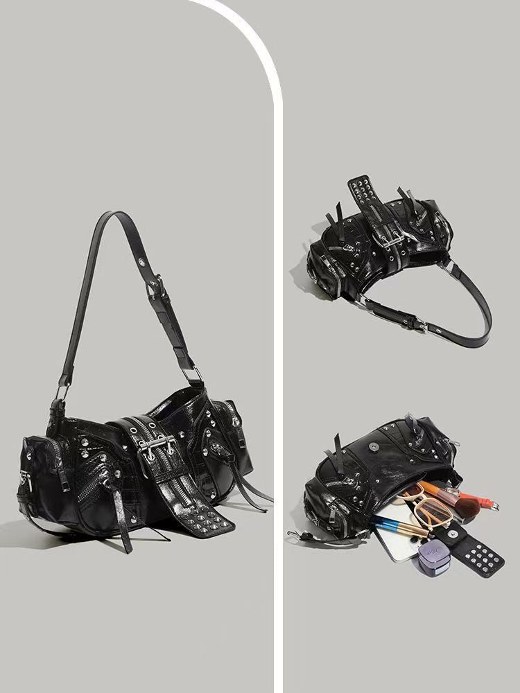 Niche Design Motorcycle Winter Retro Sweet Cool Hot Underarm Women's Shoulder Bag