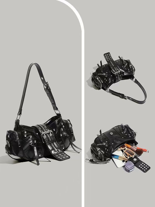 Niche Design Motorcycle Winter Retro Sweet Cool Hot Underarm Women's Shoulder Bag