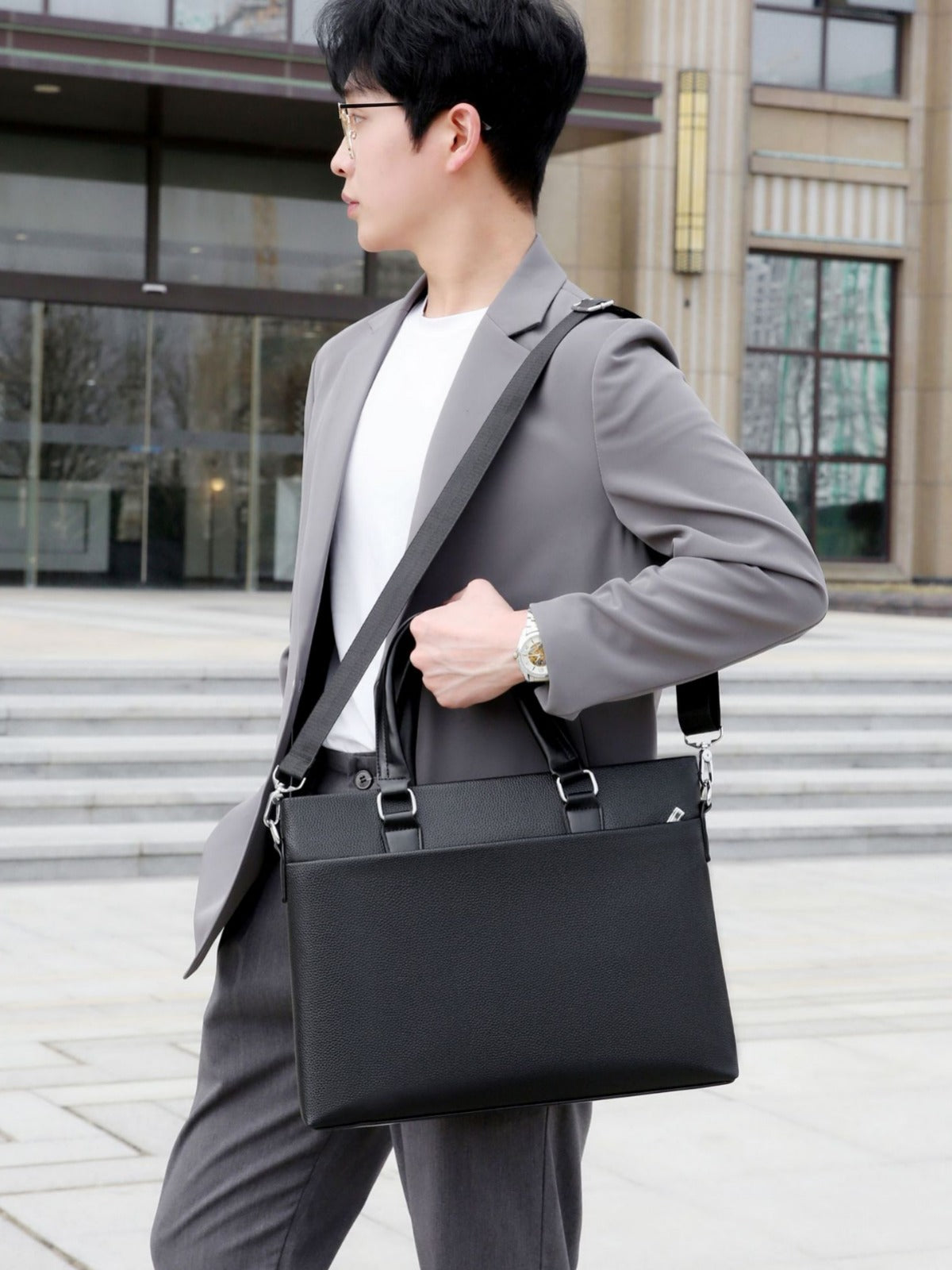 Men's Business Printing Conference Large Capacity File Handbags