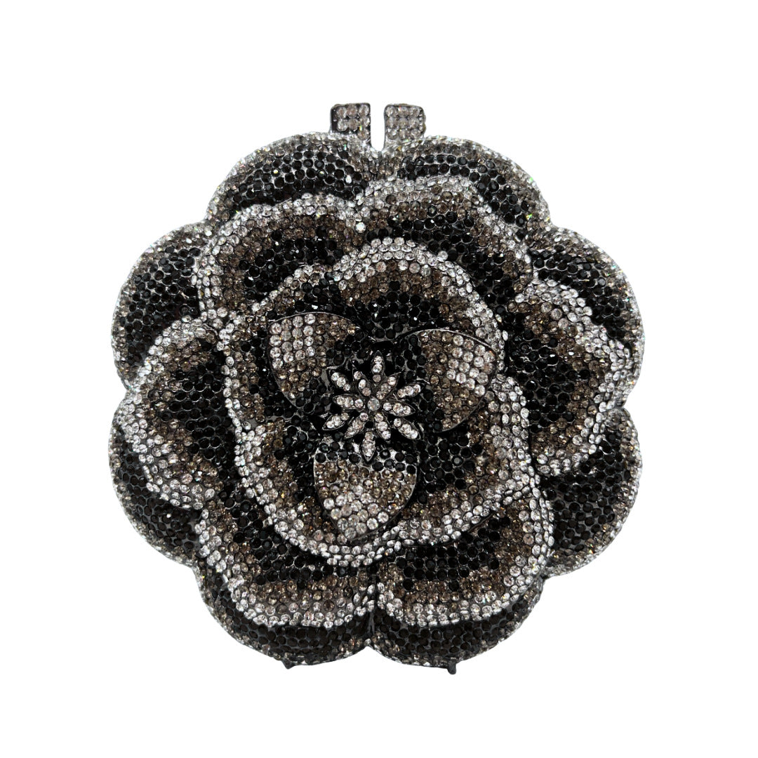 Women's Rose Rhinestone Hollow Metal Crystal Diamond Hand Dinner Bag