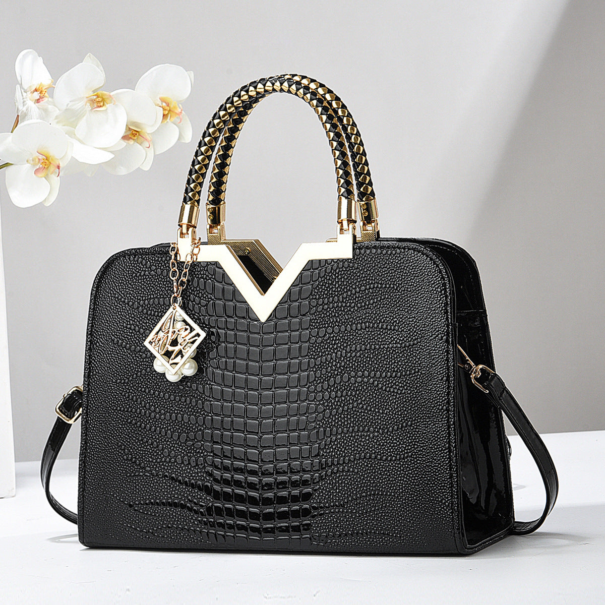 Women's Large Capacity Alligator Print Trendy Fashion Women's Handbag