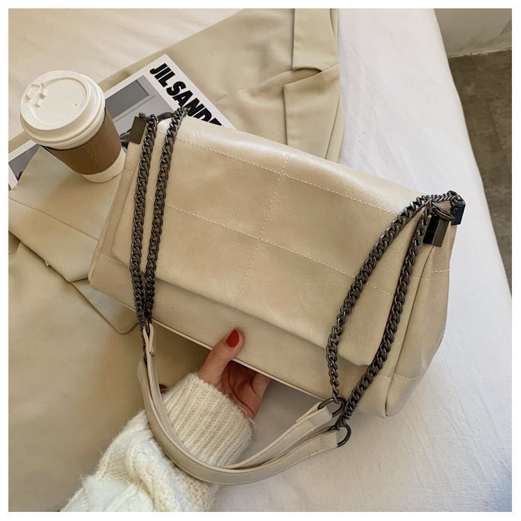 Women's Fashion Soft Leather Sewing Chain Women's Shoulder Bag