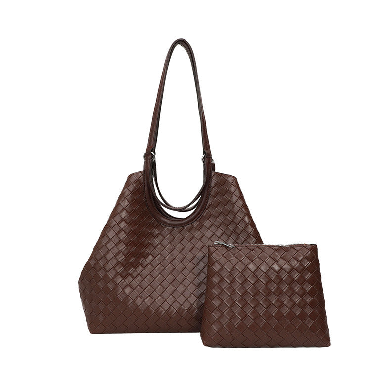 Fashion Portable Vegetable Basket Large Capacity Urban Simple Woven Pattern Bags