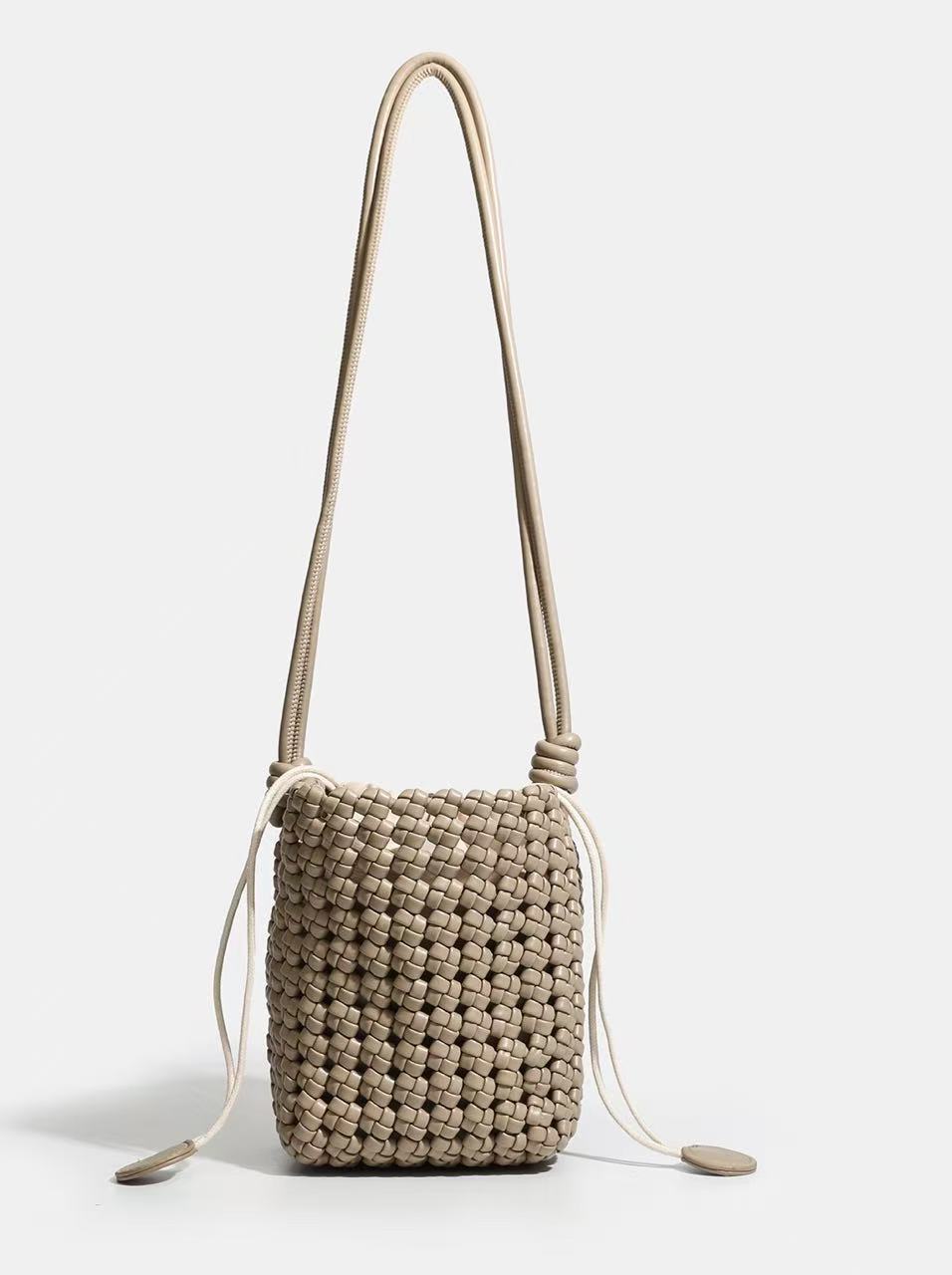 Fashion Handmade Woven High-grade Food Basket Mini Underarm Mother Bucket Bags