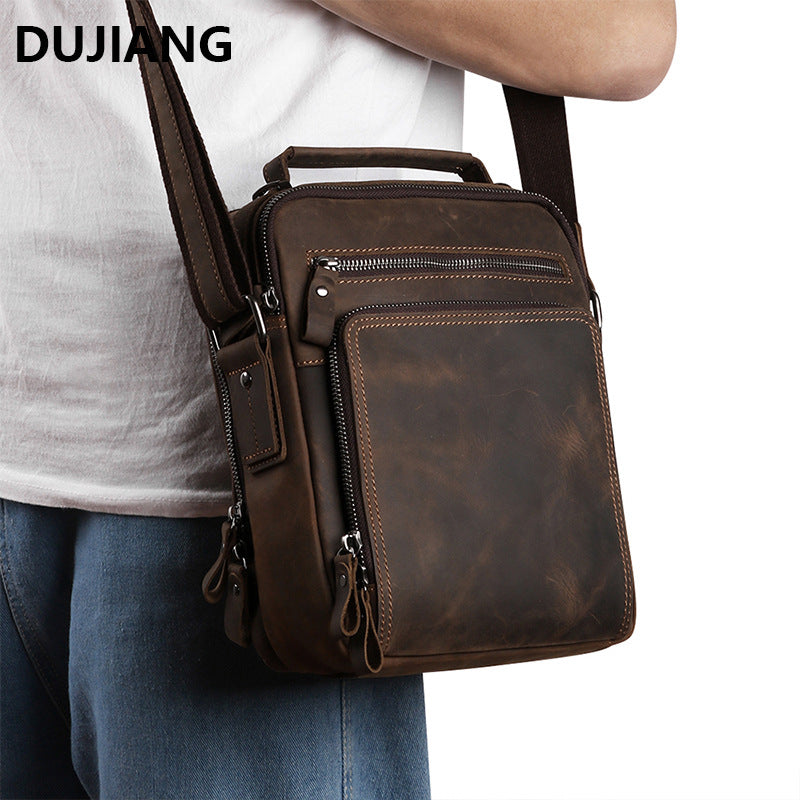 Men's Leather Retro Crazy Horse High Sense Men's Shoulder Bag