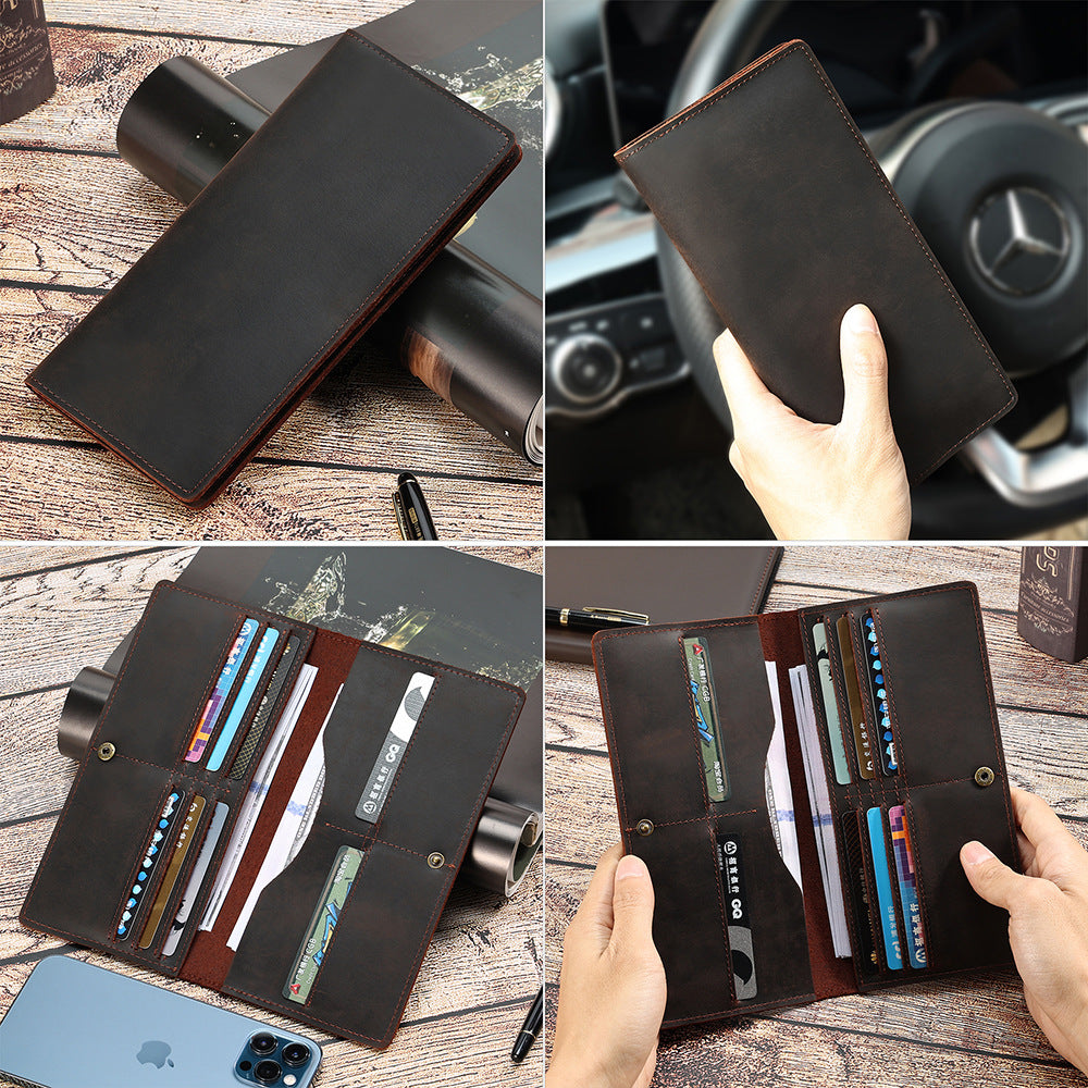 Men's Leather For Man High-grade Long Simple Vertical Purses