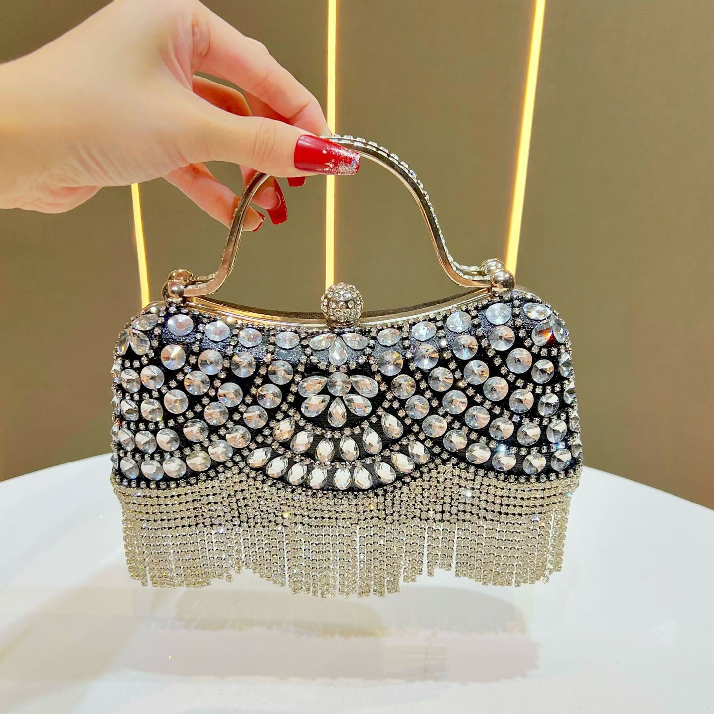 Diamond Clutch Tassel Birthday Wedding Banquet Dinner Bag
