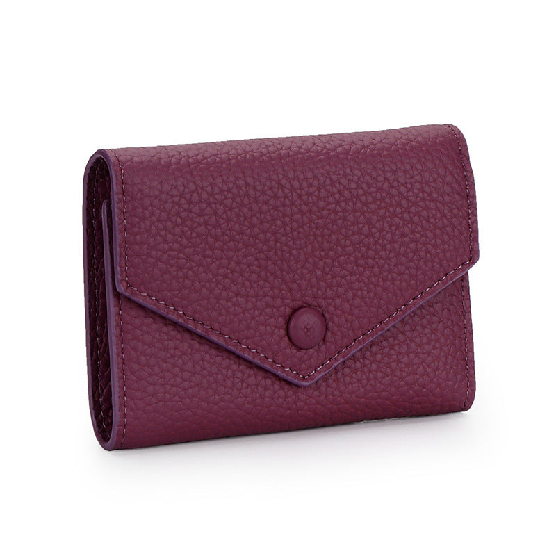 Women's Leather Short Simple Folding First Layer Cowhide Fashion Ladies Wallet