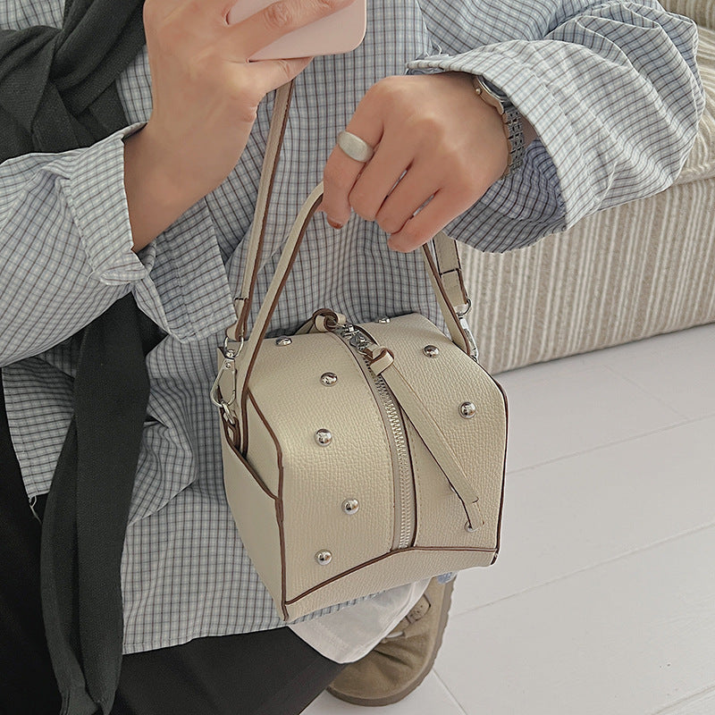 Women's Rivet Boston Korean Commuter Mini Portable Retro Bags