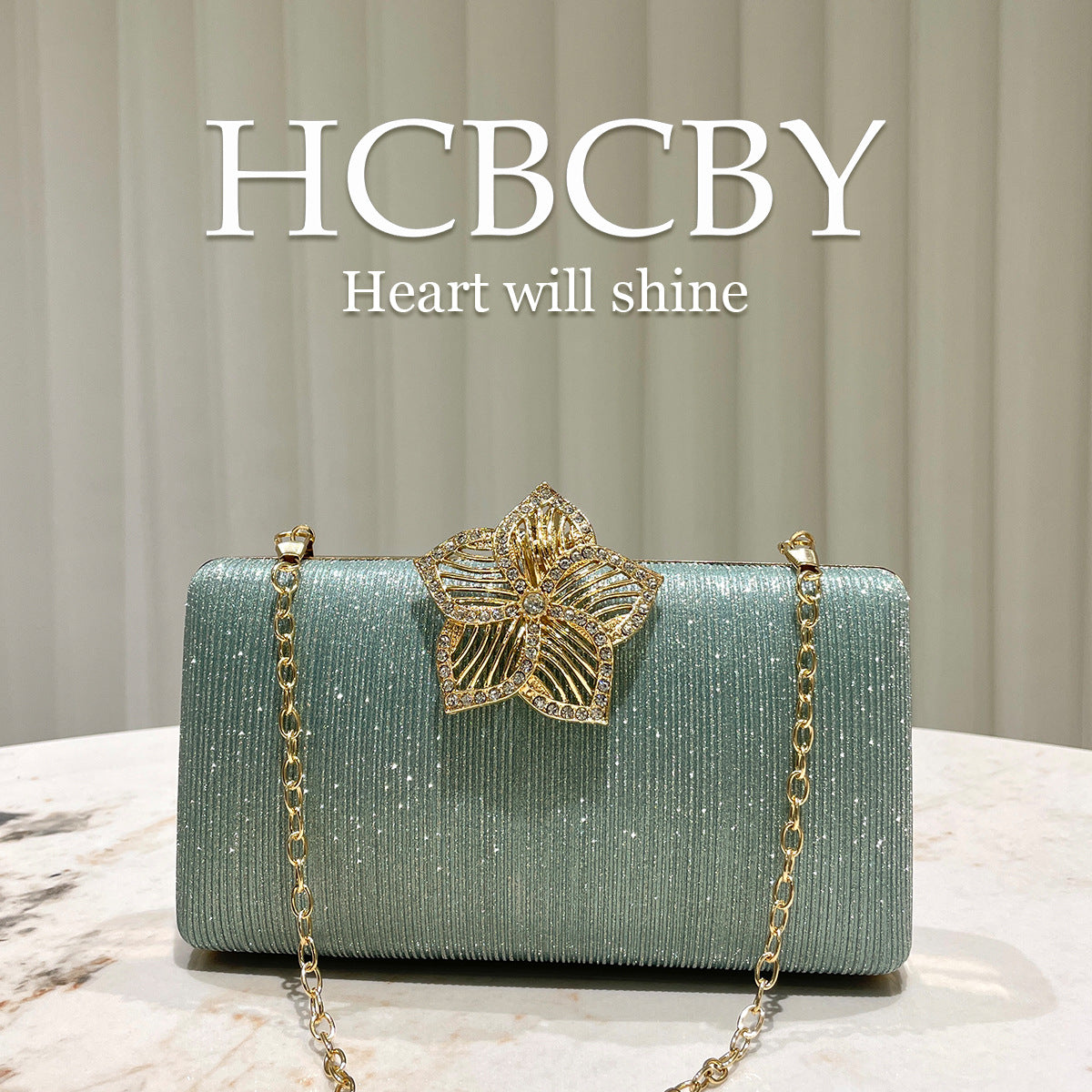 Women's Mint Green Glitter Elegant Rhinestone Fashion Dinner Bag