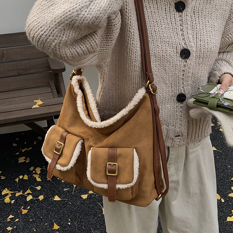 Furry Korean Fashion Winter Plush High-grade College Student Schoolbag